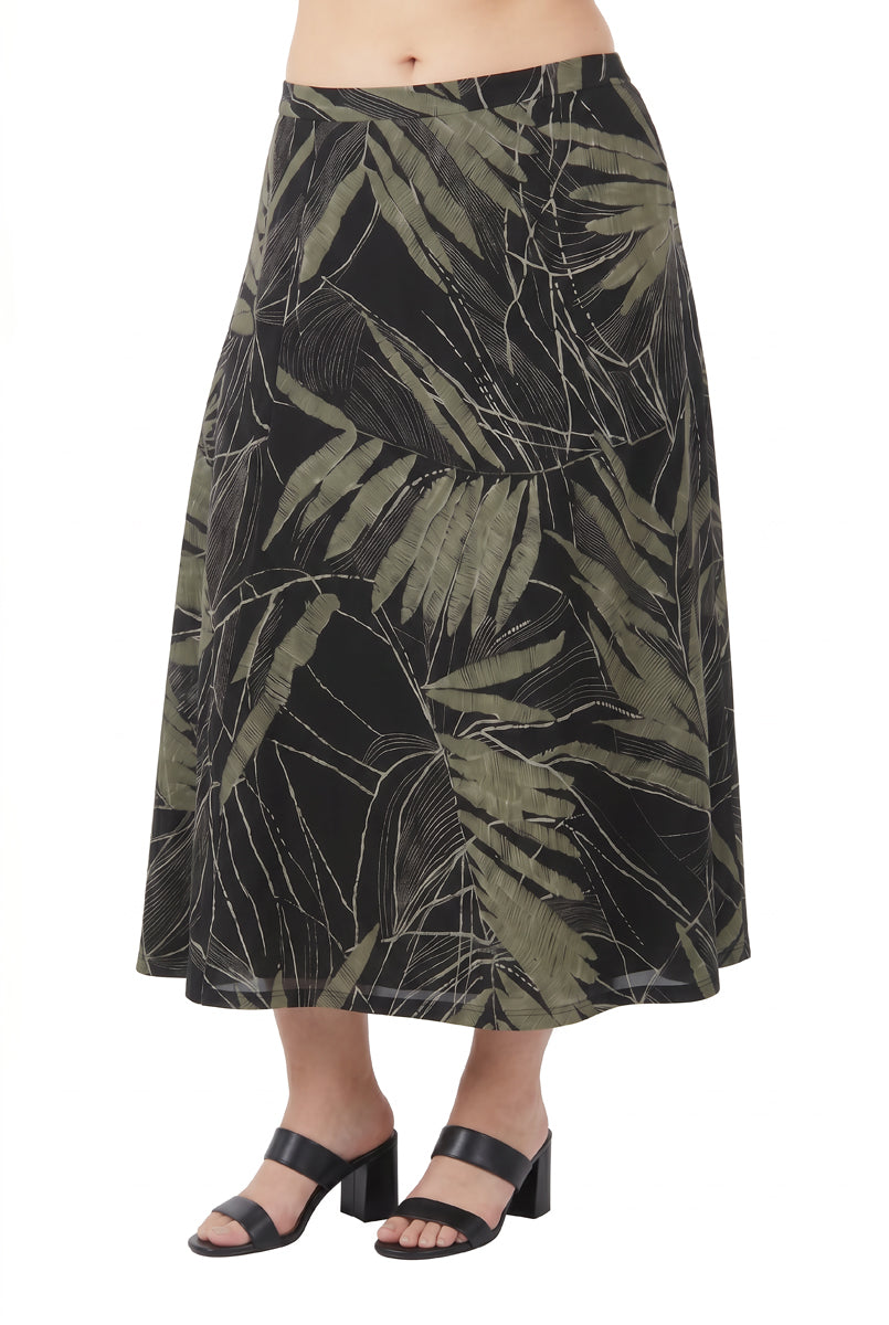 La Cera Savannah Palm Print A Line Skirt - La Cera