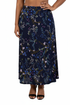 La Cera Plus Size A line Printed Jersey Skirt - La Cera