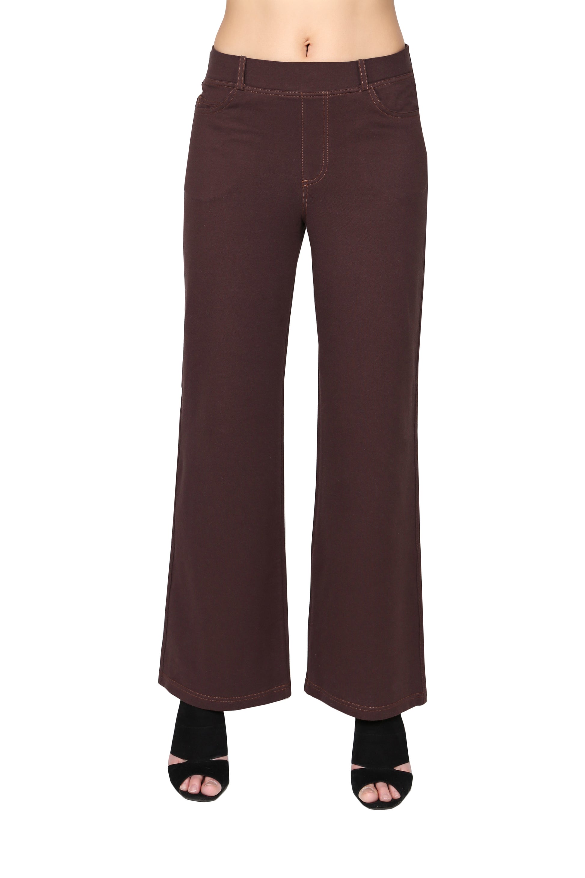 La Cera Stretch Knit Wide Leg Pant - La Cera