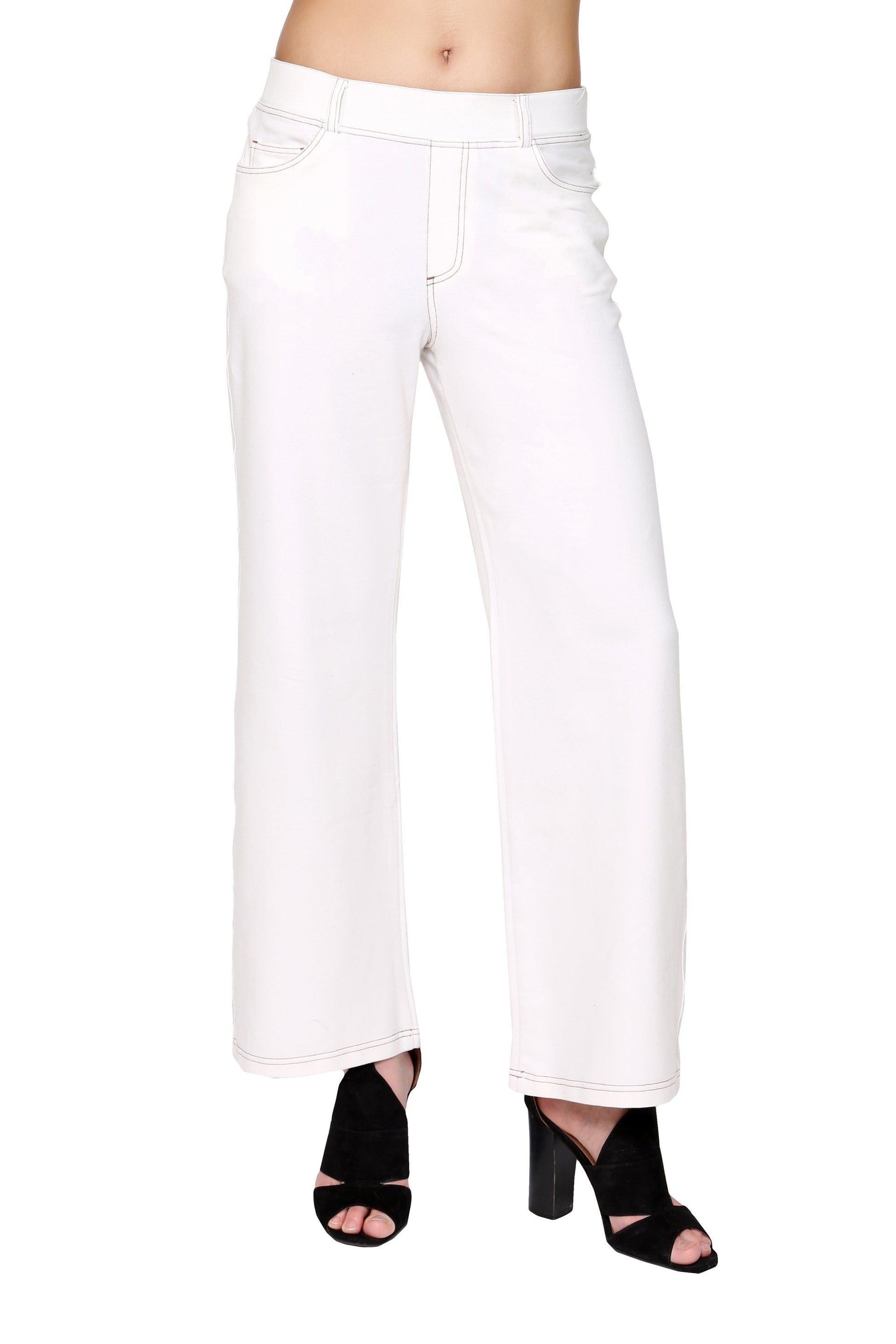 La Cera Stretch Knit Wide Leg Pant - La Cera