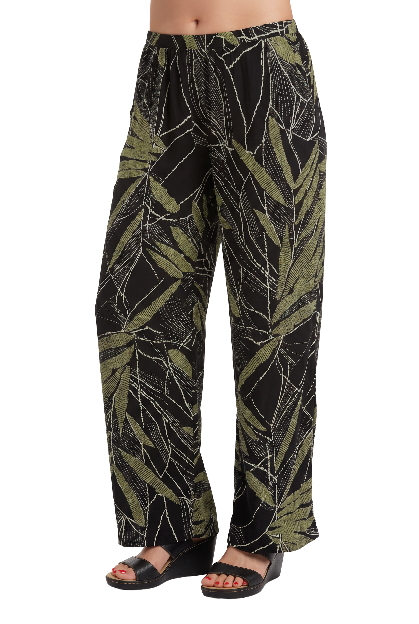 La Cera Savannah Palm Print Cropped Pant - La Cera