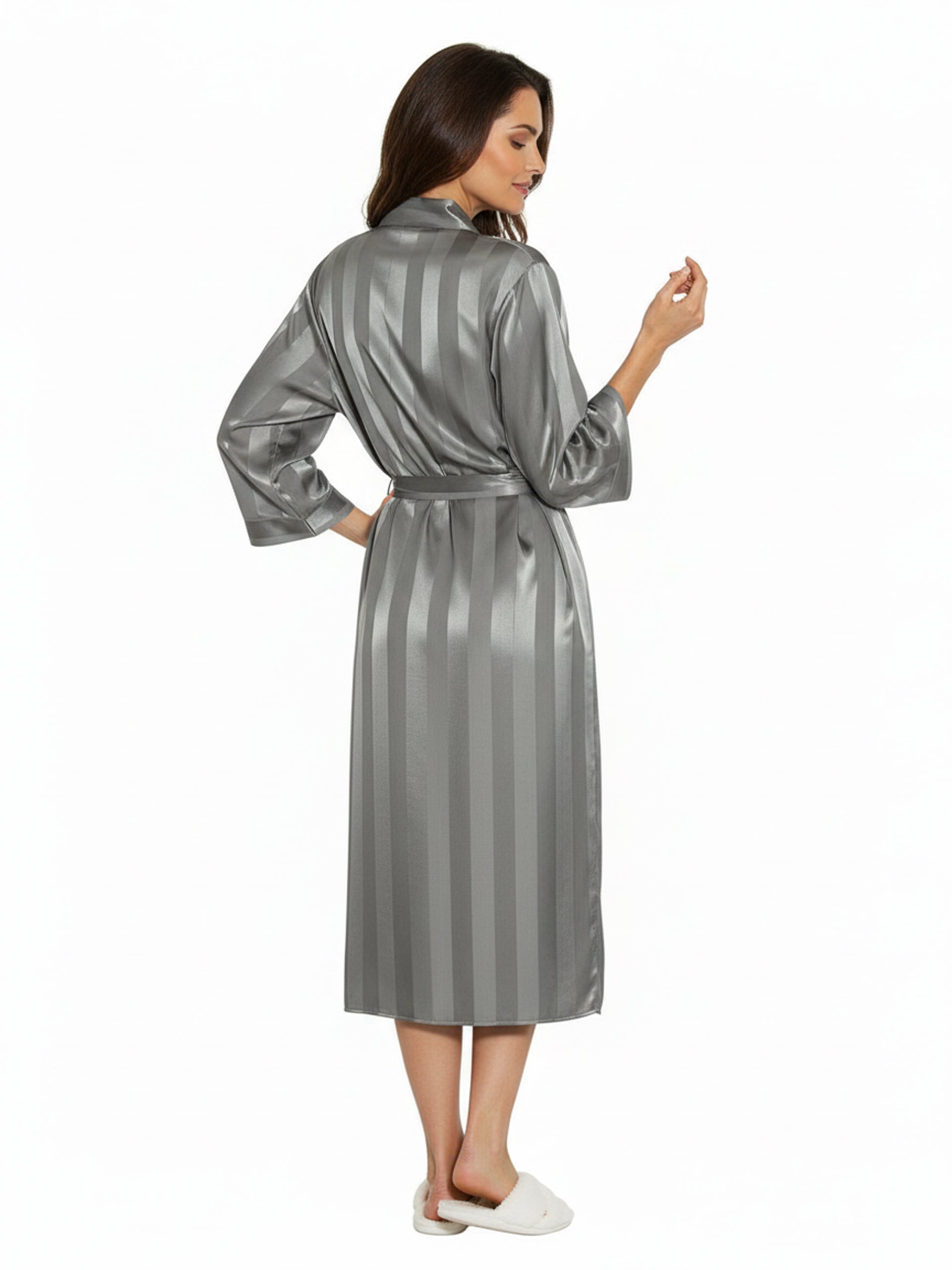 La Cera Long Silk Robe - La Cera