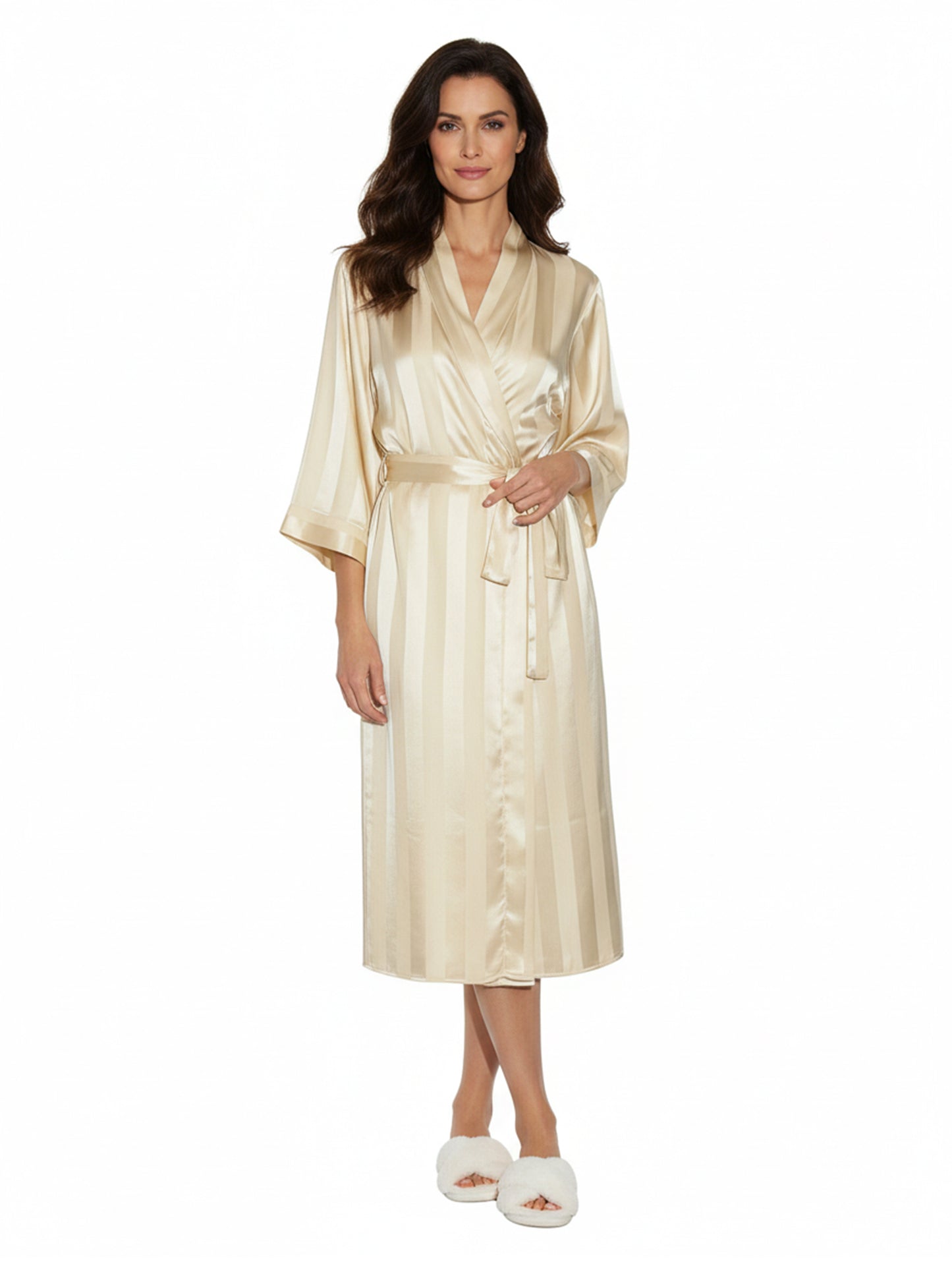 La Cera Long Silk Robe - La Cera