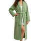 La Cera Honeycomb Textured Fleece Wrap Robe - La Cera