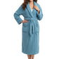 La Cera Honeycomb Textured Fleece Wrap Robe - La Cera