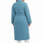 La Cera Plus Size Honeycomb Textured Fleece Wrap Robe - La Cera