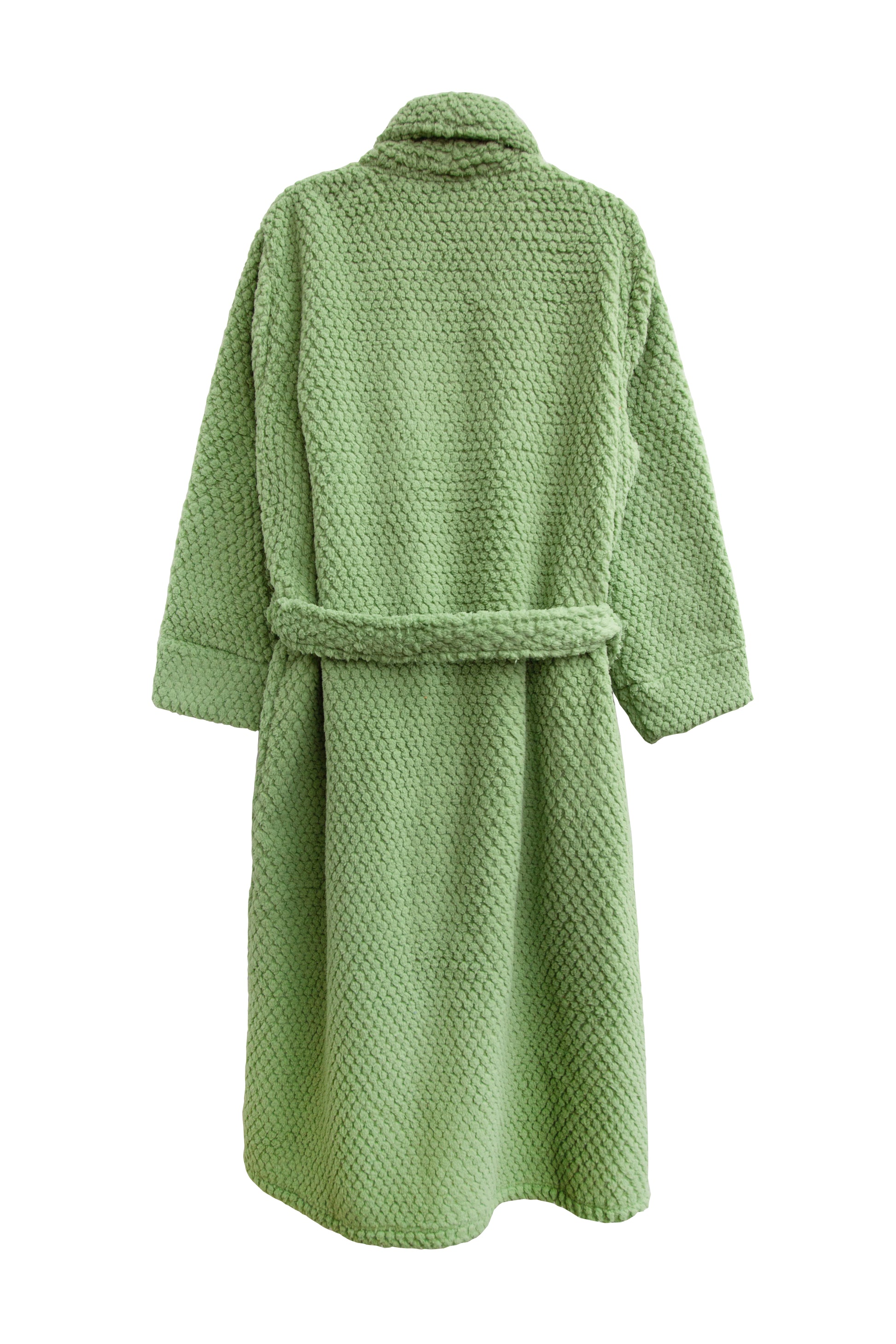 La Cera Honeycomb Textured Fleece Wrap Robe - La Cera