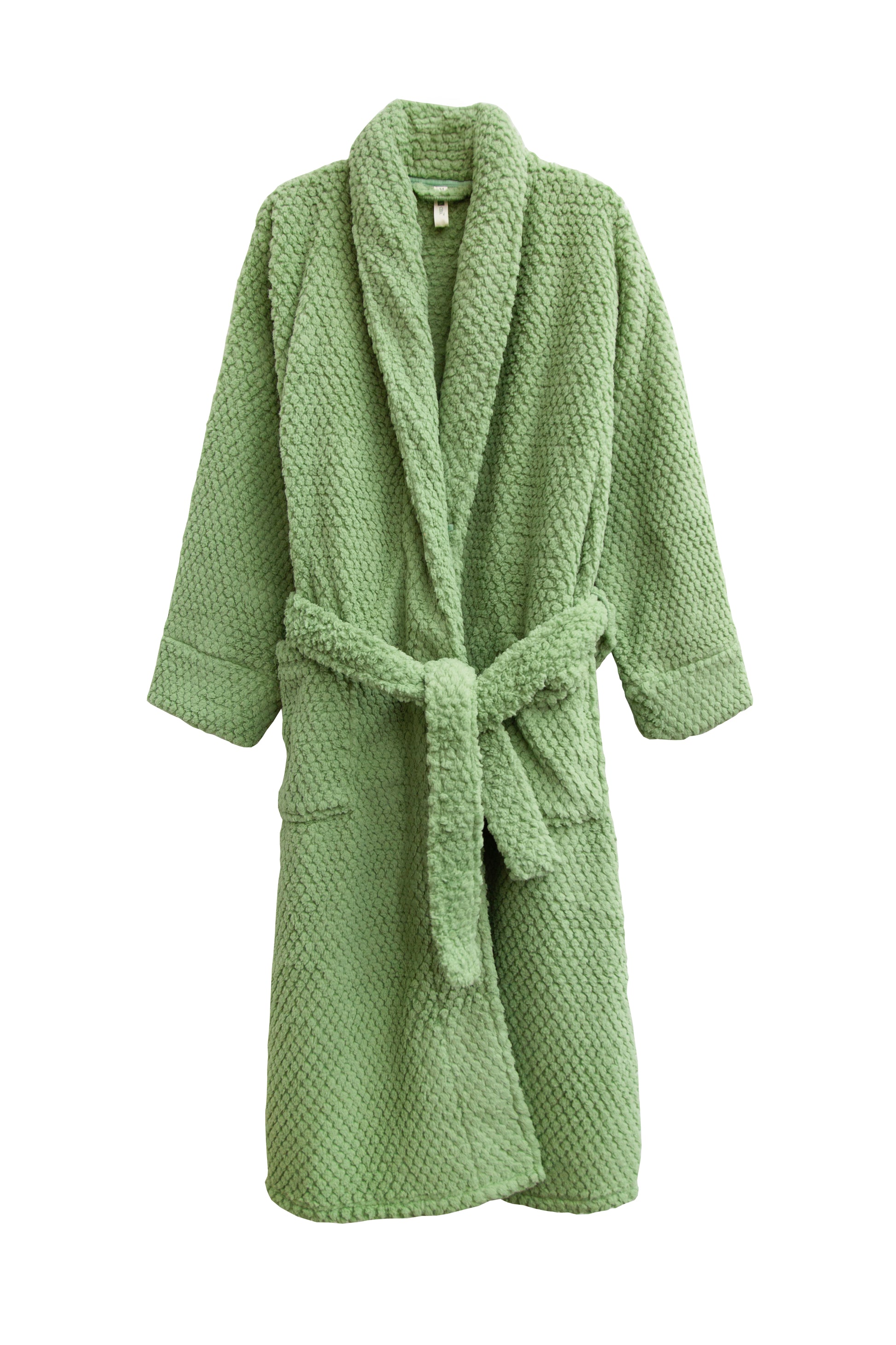 La Cera Honeycomb Textured Fleece Wrap Robe - La Cera