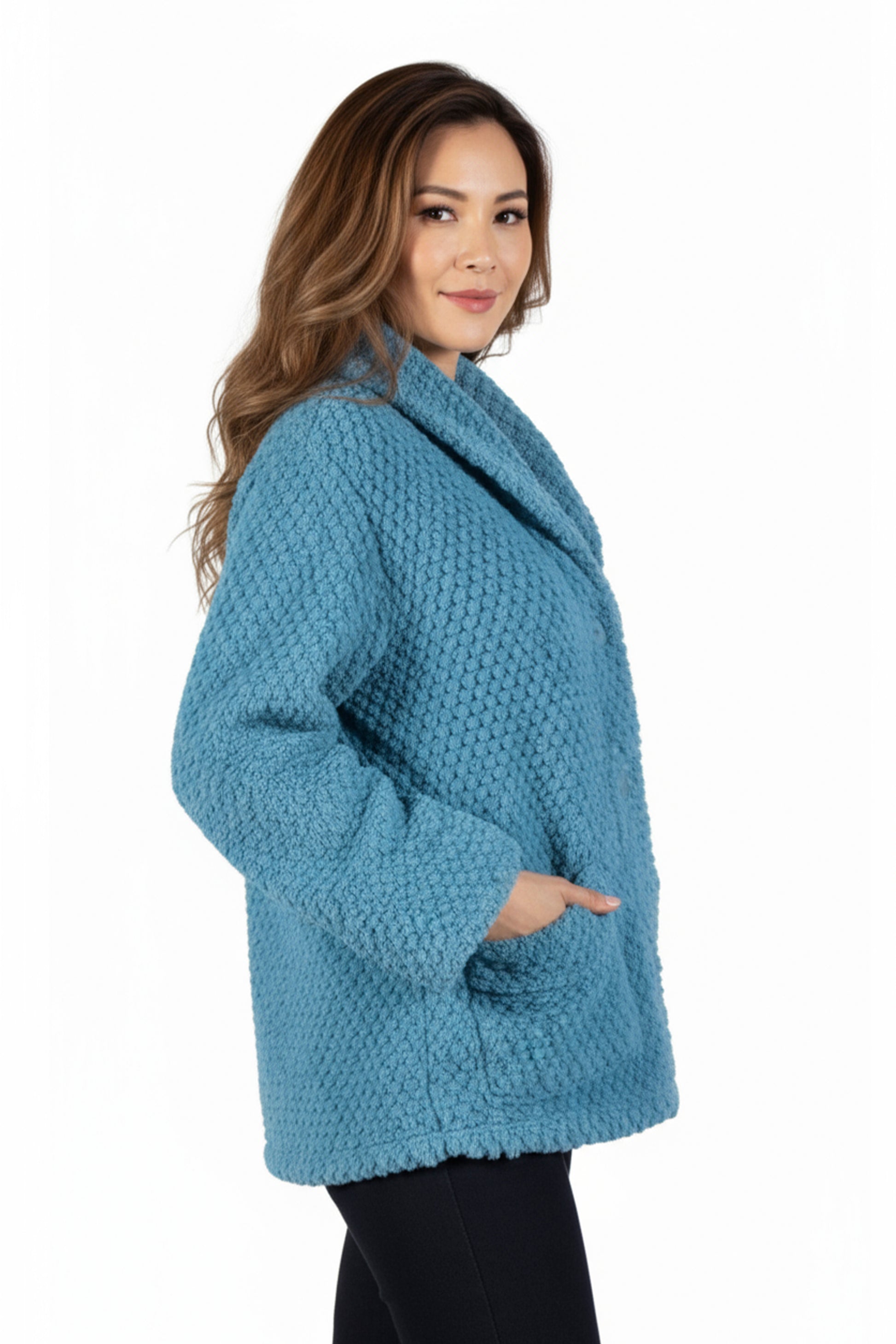 La Cera Honeycomb Fleece Bed Jacket - La Cera