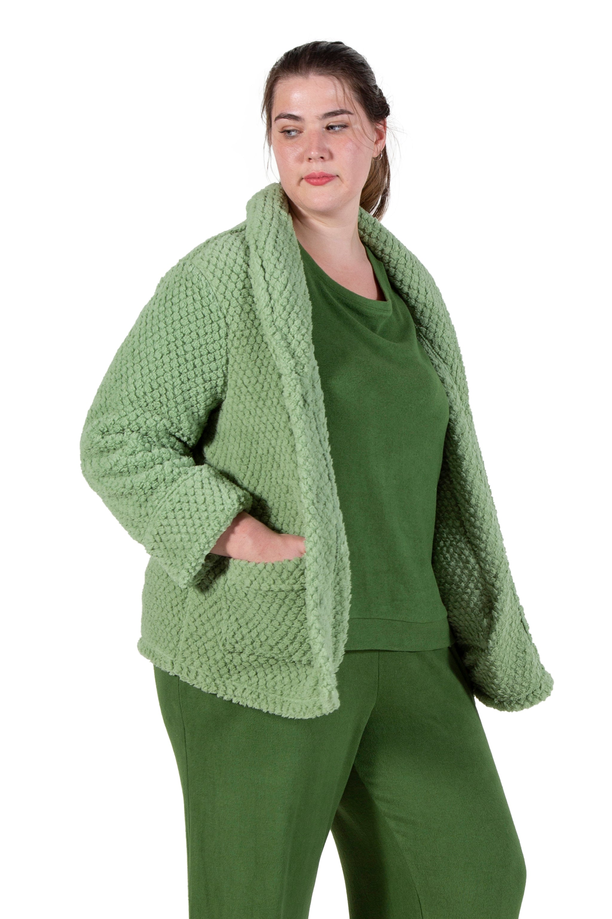 La Cera Plus Size Honeycomb Fleece Bed Jacket – La Cera™