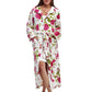 La Cera Floral Fleece Bathrobe with Belt - La Cera