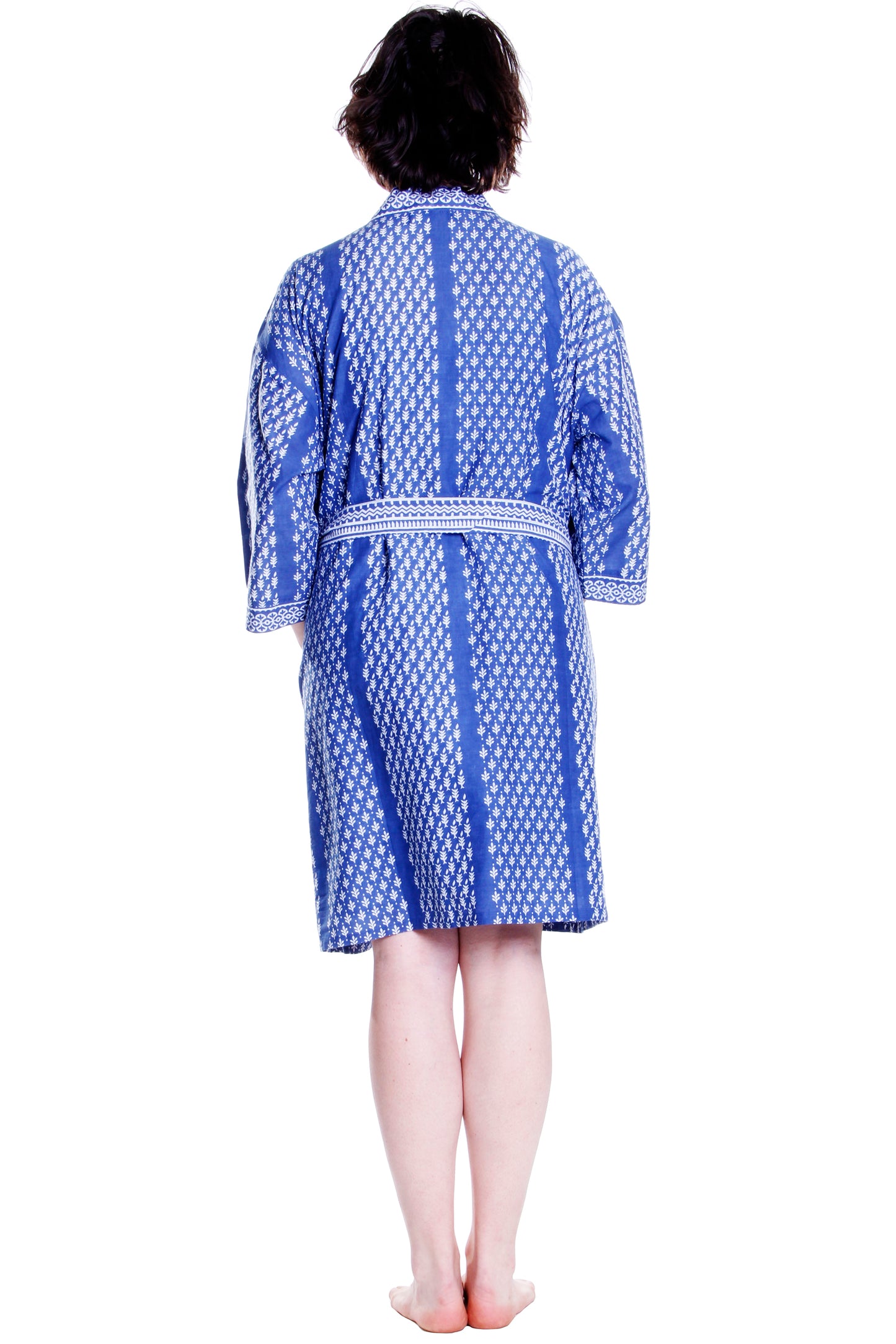 Printed Short Cotton Robe - La Cera