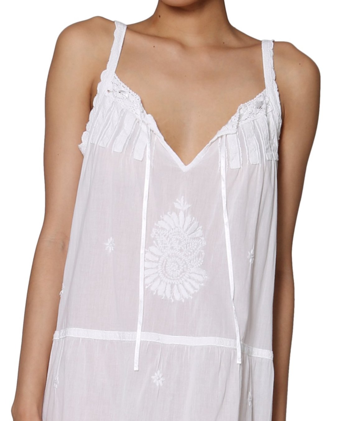 La Cera Short Embriodered Chemise - La Cera