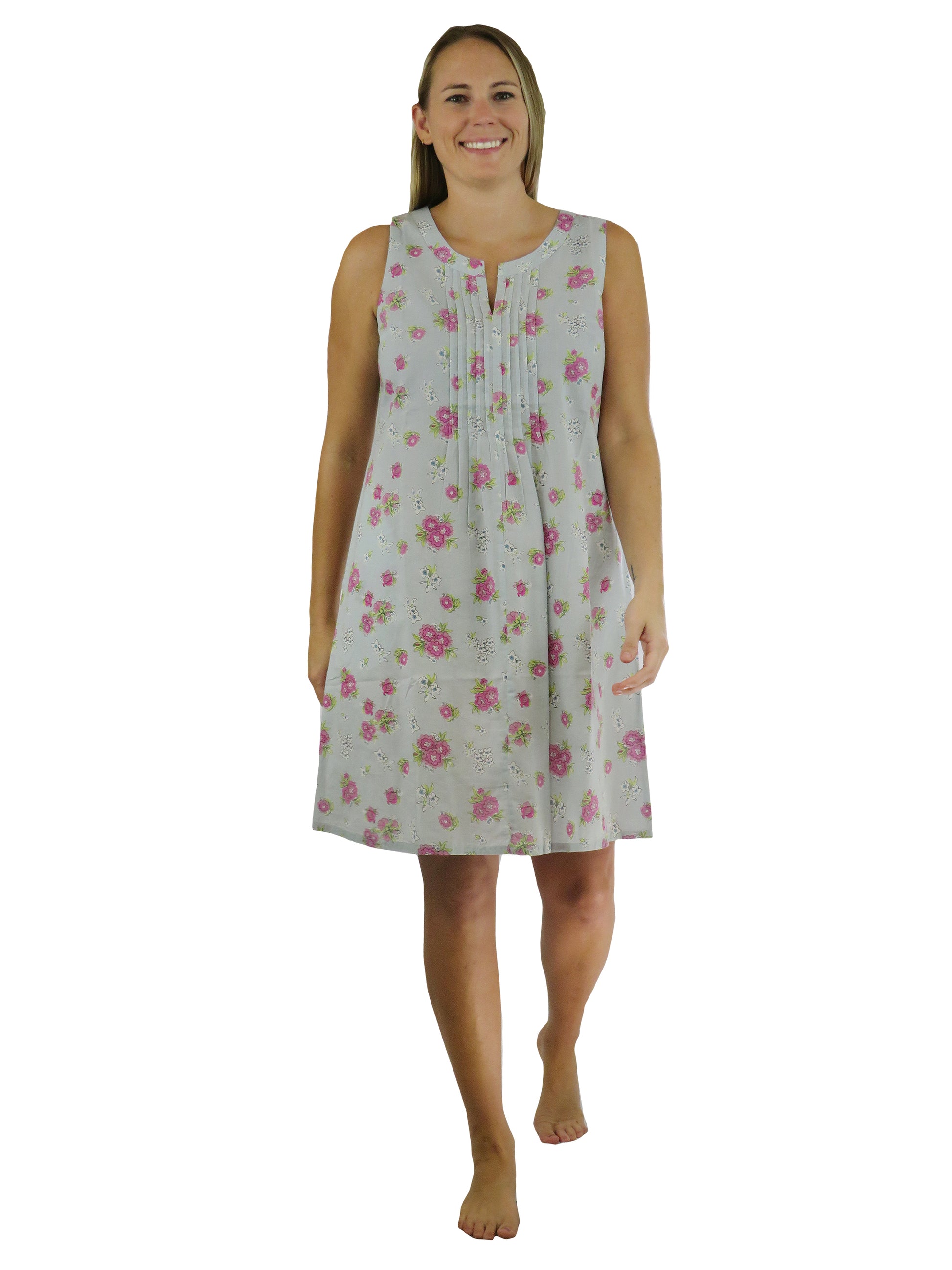 La Cera Sleeveless Floral Print Chemise - La Cera