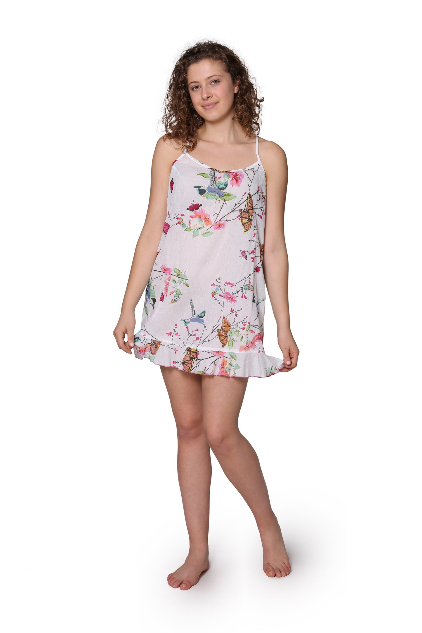 Camisola de algodón floral blanca