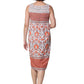 La Cera Vestido Sin Mangas Floral Coral 100% Algodón