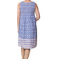 La Cera 100% Cotton Elegant Blue Floral Sleeveless Dress - La Cera