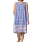 La Cera 100% Cotton Elegant Blue Floral Sleeveless Dress - La Cera