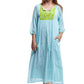 100% Cotton Embroidered Gown With Lining - La Cera
