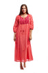 100% Cotton Embroidered Gown With Lining - La Cera