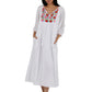 100% Cotton Embroidered Gown With Lining - La Cera