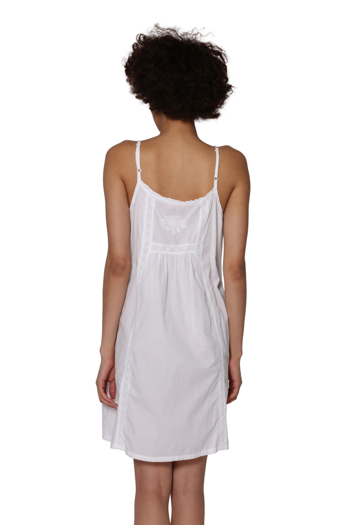 La Cera Embroidered Bib Sleeveless Chemise - La Cera