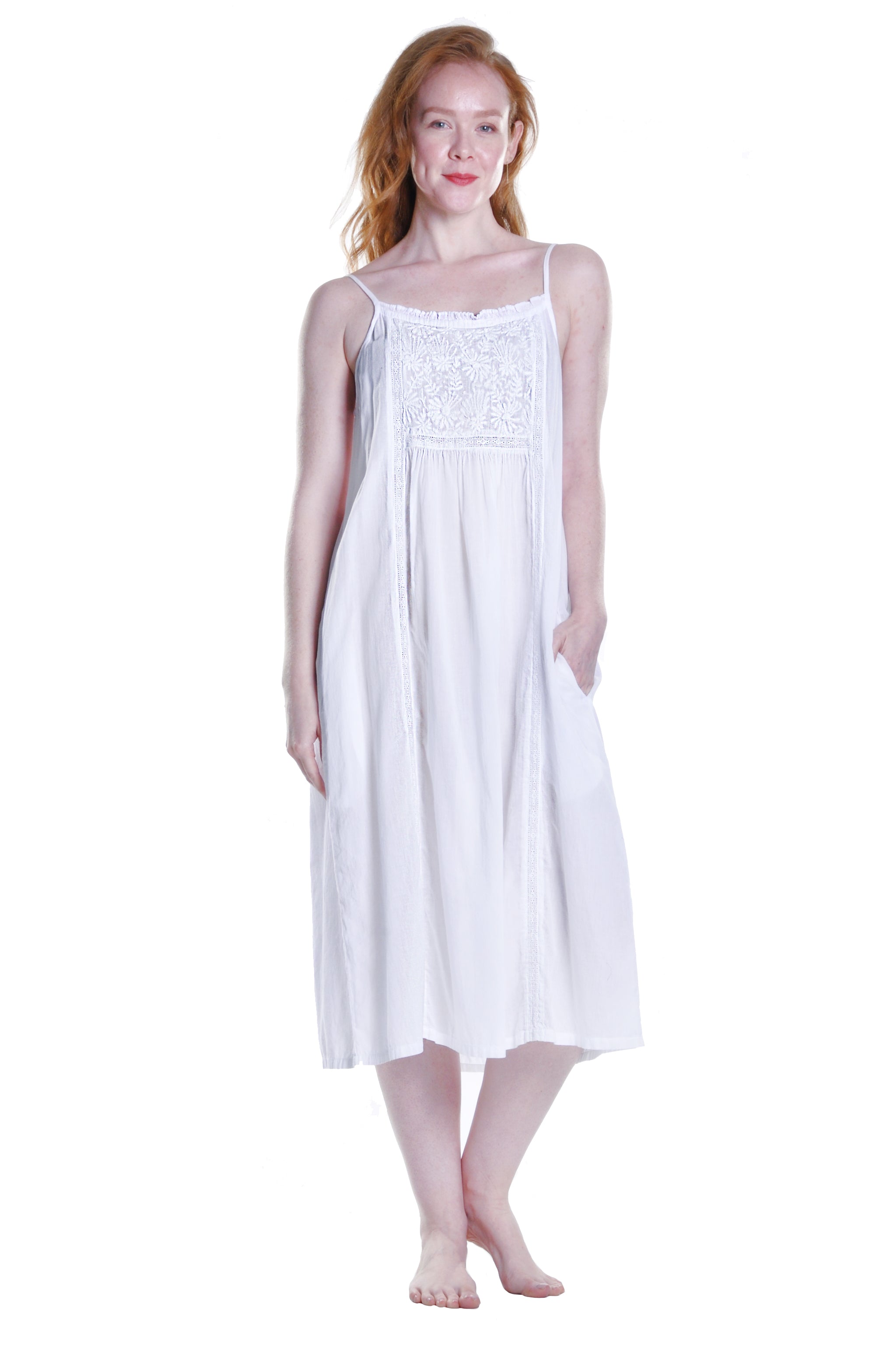 Women's La Cera 1250G 100% Cotton Woven Crochet Sleeveless Gown (White S) -  Walmart.com