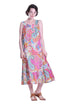 Vibrant Print Sweetheart Neck Gown with Pockets - La Cera