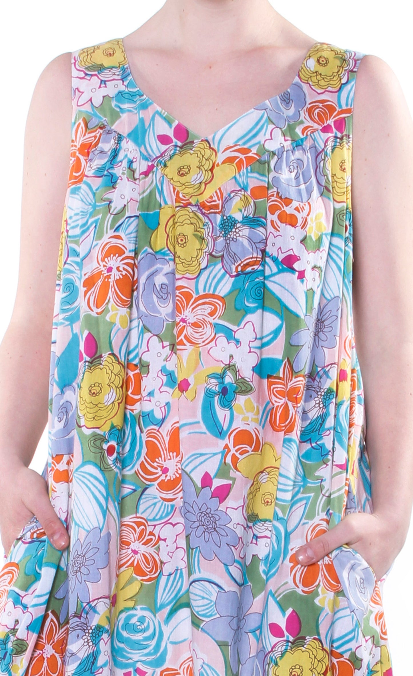 ¡Vestido con escote corazón y estampado vibrante con bolsillos!