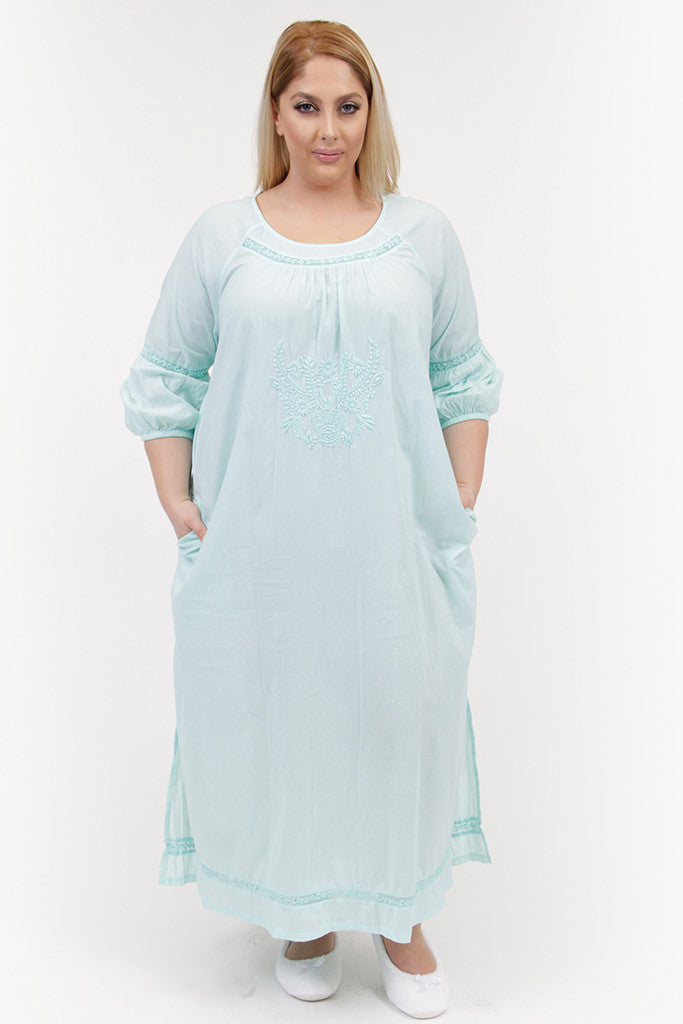 La Cera Plus Size Embroidered Night Gown - La Cera - 4