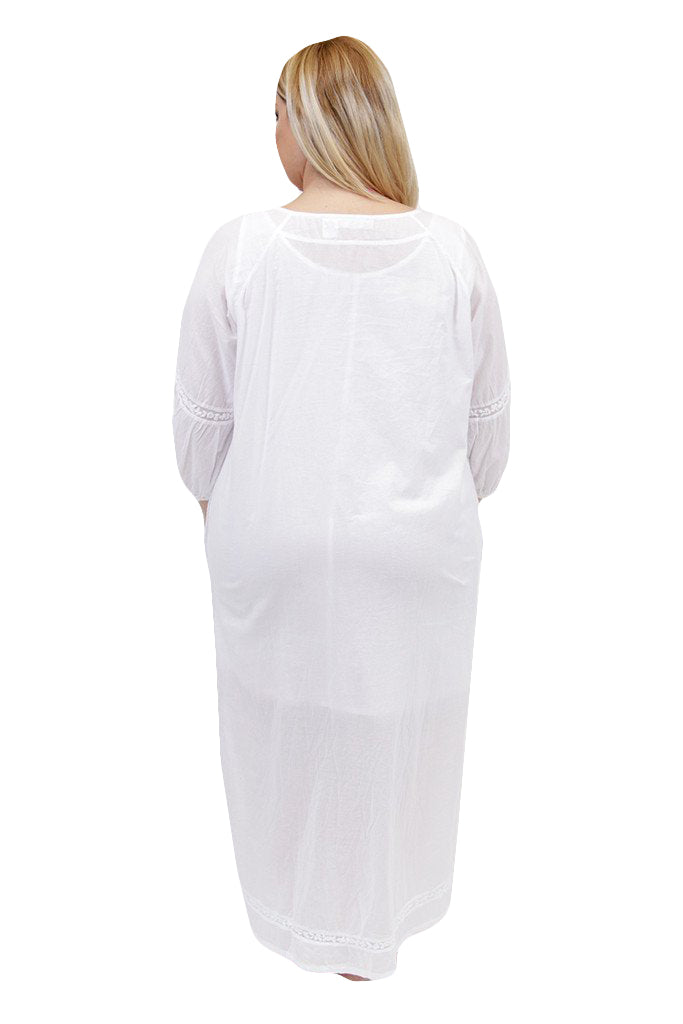 La Cera Plus Size Embroidered Night Gown - La Cera