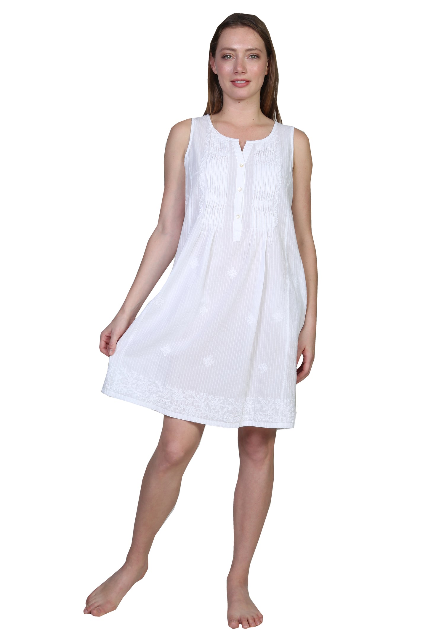 La Cera Sleeveless Embroidered Chemise - La Cera