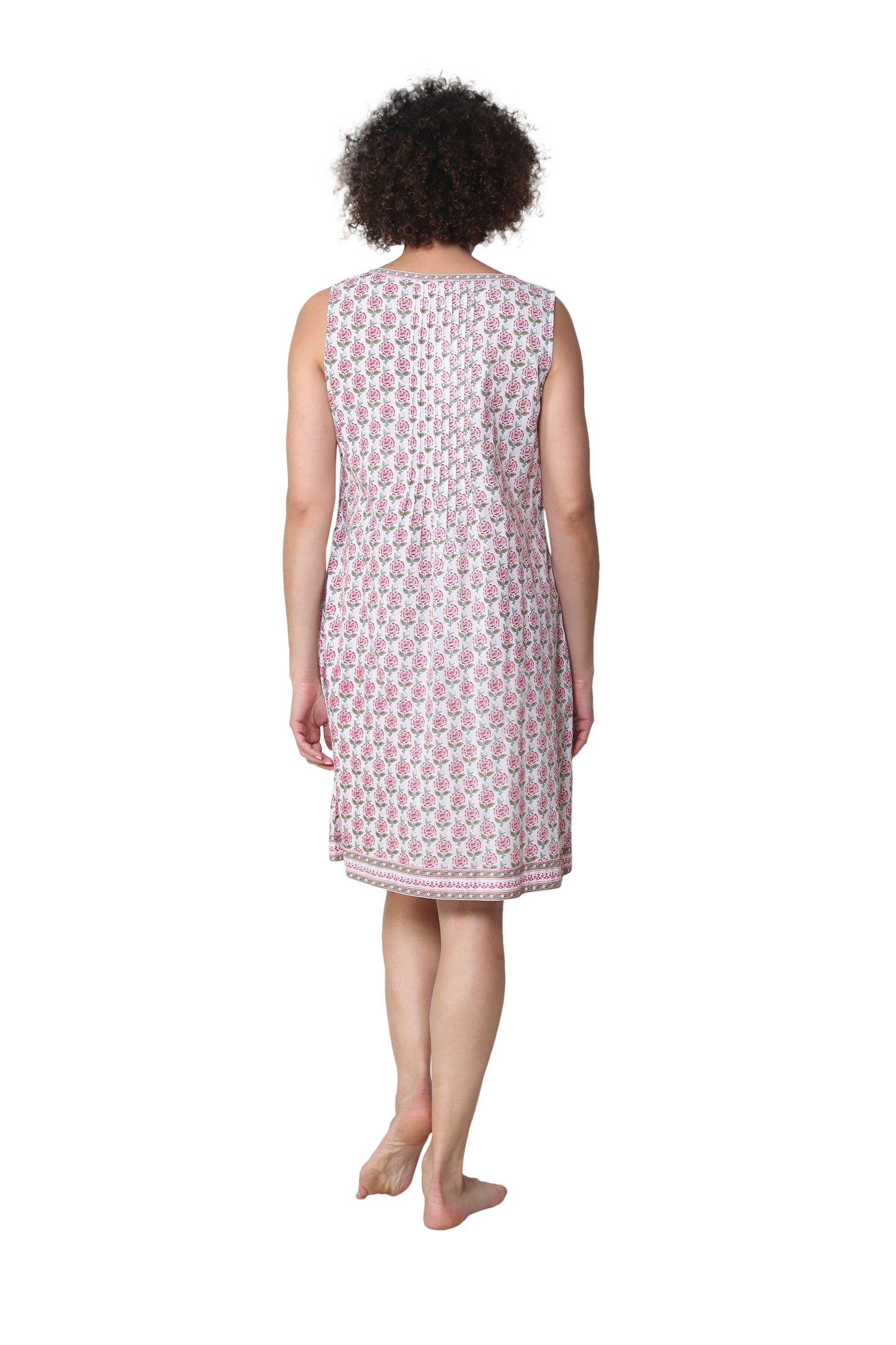 La Cera Sleeveless 100% Cotton Print Chemise