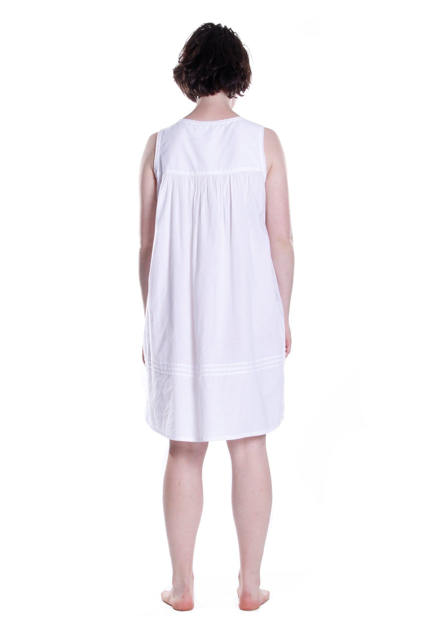 100% Cotton Sleeveless Embroidered Chemise - La Cera