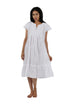 La Cera Double Cap Short Sleeve Cotton Embroidered Gown - La Cera