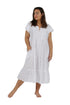Plus Size La Cera Double Cap Short Sleeve Cotton Embroidered Gown - La Cera