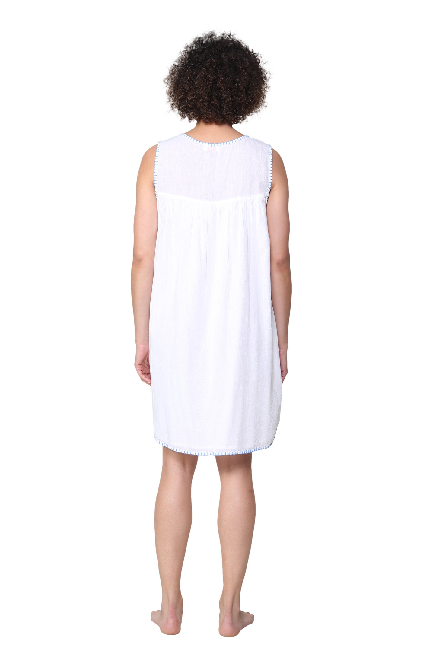 La Cera Sleeveless Chemise With Contrast Embroidery - La Cera