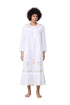 100% Cotton Embroidered Long Sleeve Gown - La Cera