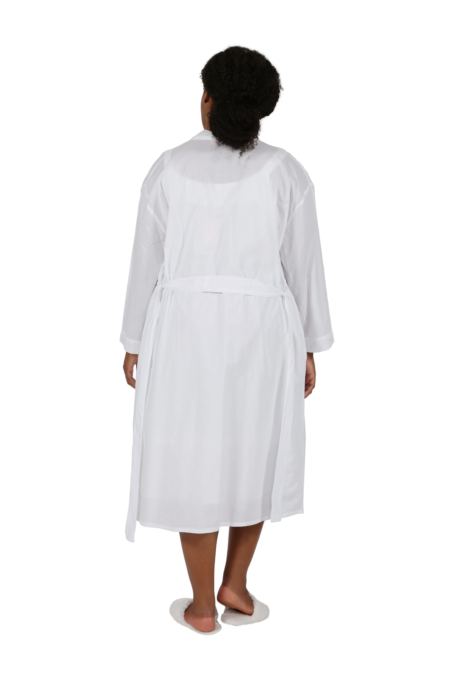 Plus Size 100% Cotton Embroidered Robe - La Cera
