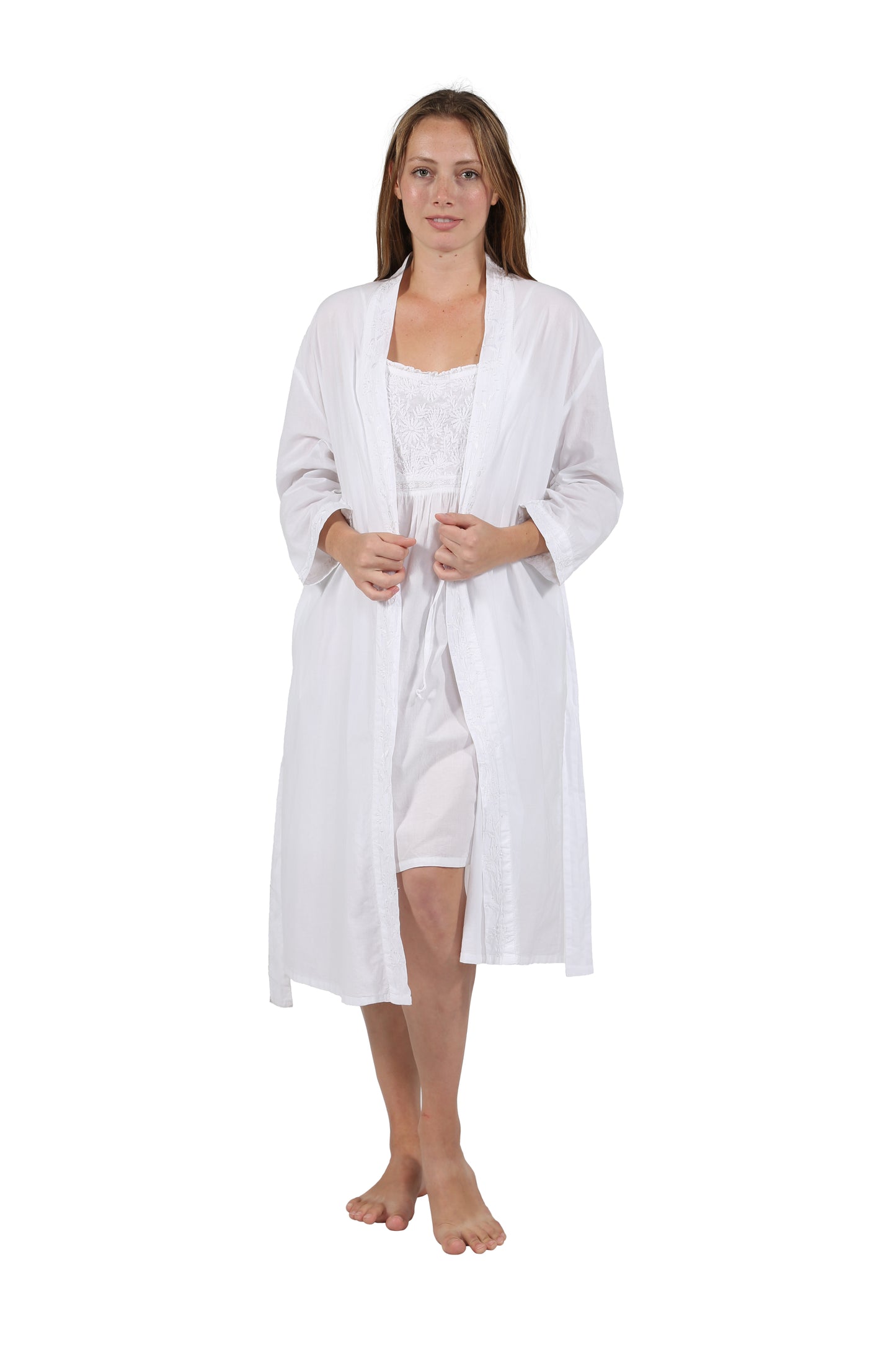 100% Cotton Embroidered Robe - La Cera