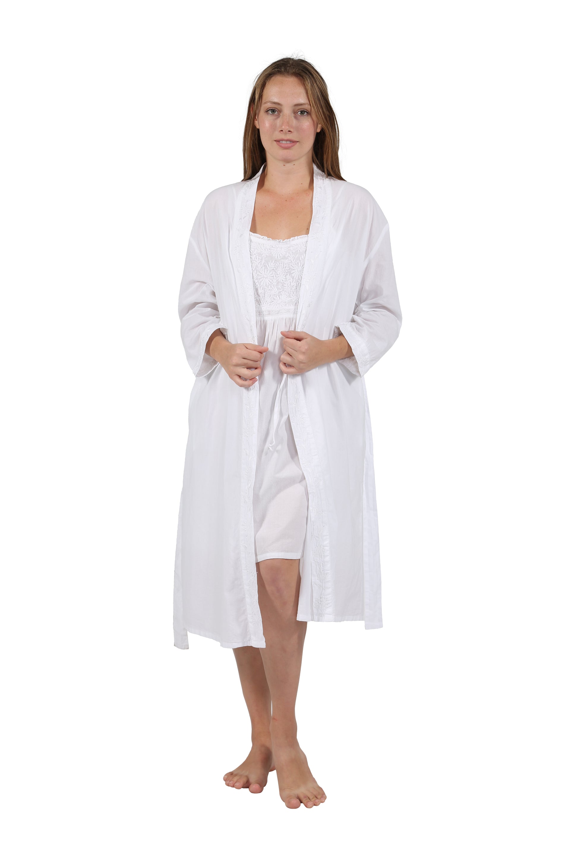 100% Cotton Embroidered Robe - La Cera