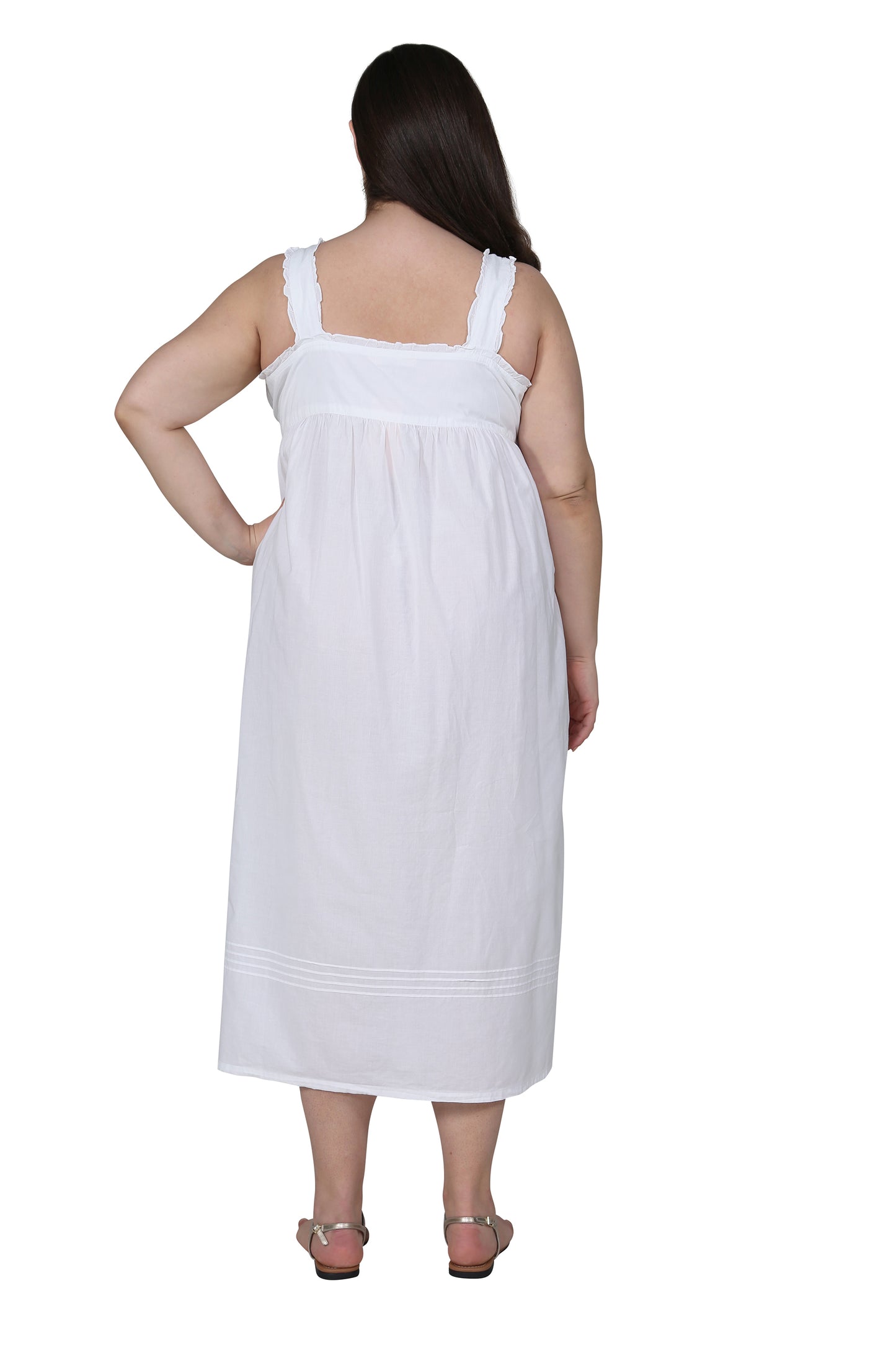 La Cera Plus Size Embroidered Sleeveless Pinafore Gown - La Cera