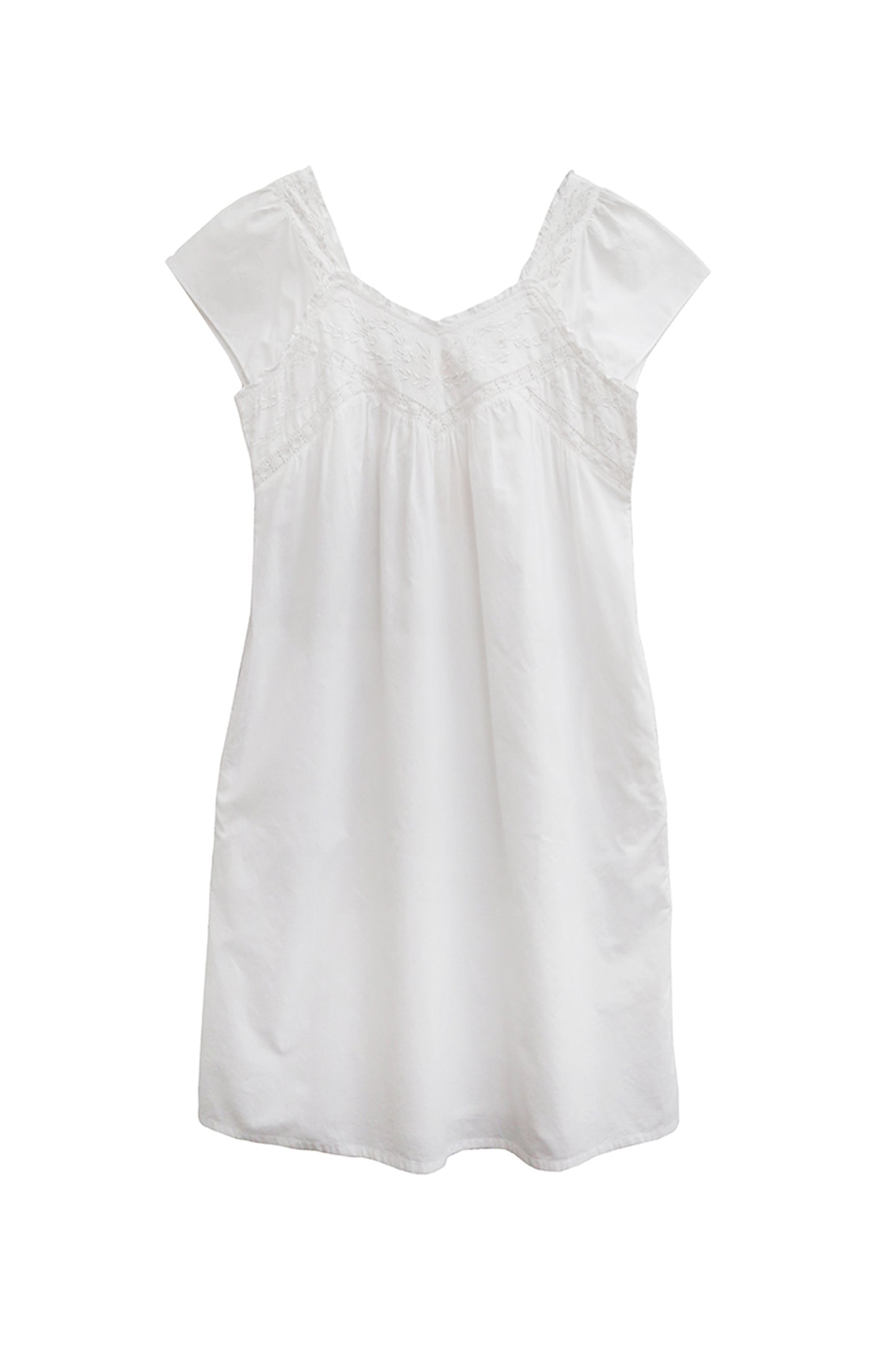La Cera 100% White Cotton Embroidered Sweetheart Chemise - Plus Size - La Cera