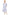100% Cotton Lace Trim Flounce Robe Gown- Blue and White Floral Print - La Cera