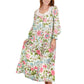 Lace Trimmed English Garden Print Button Front Robe Gown