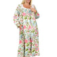 Plus Size Lace Trimmed English Garden Print Button Front Robe Gown