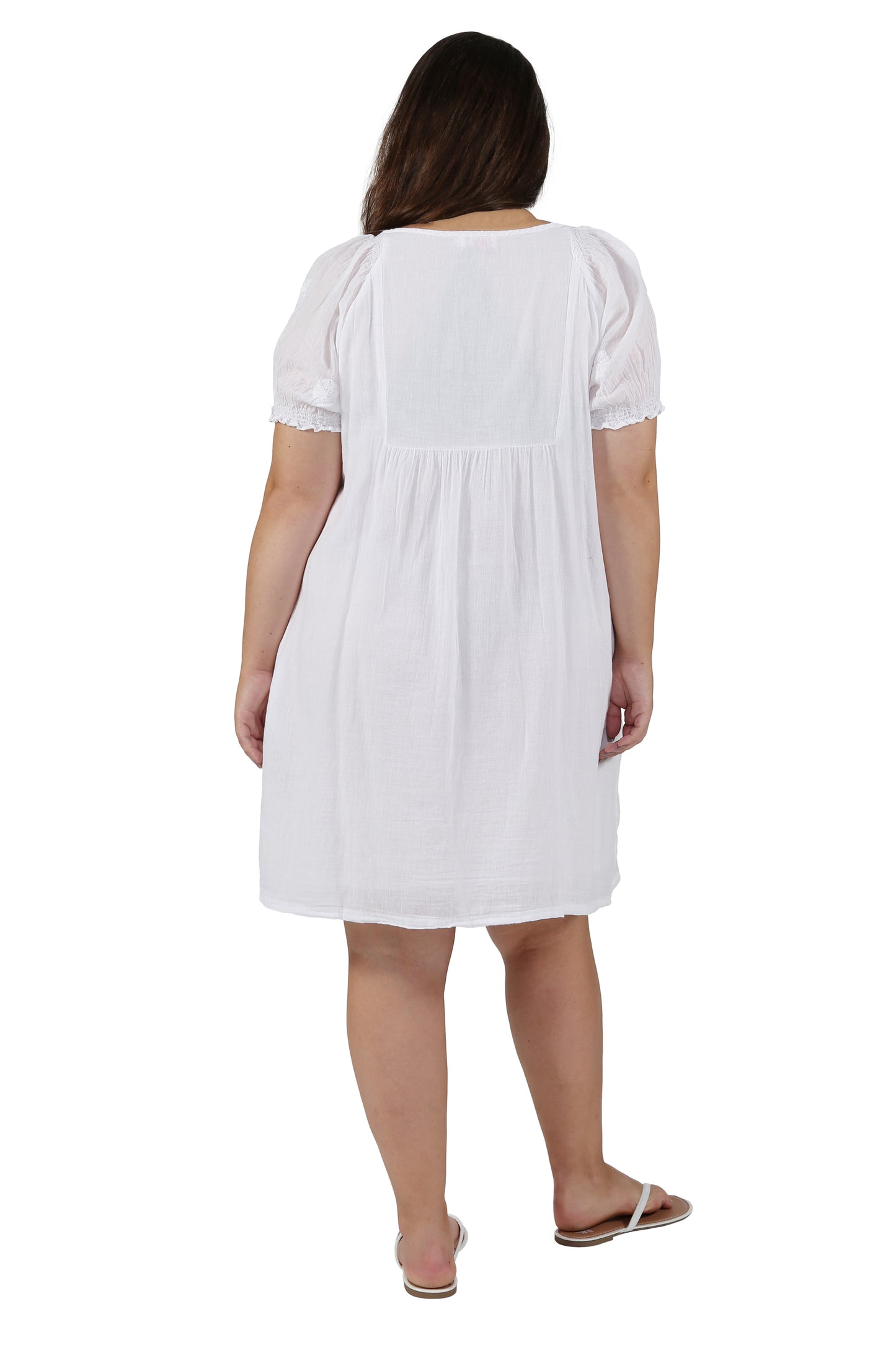 Camisa bordada de manga corta 100% algodón de talla grande