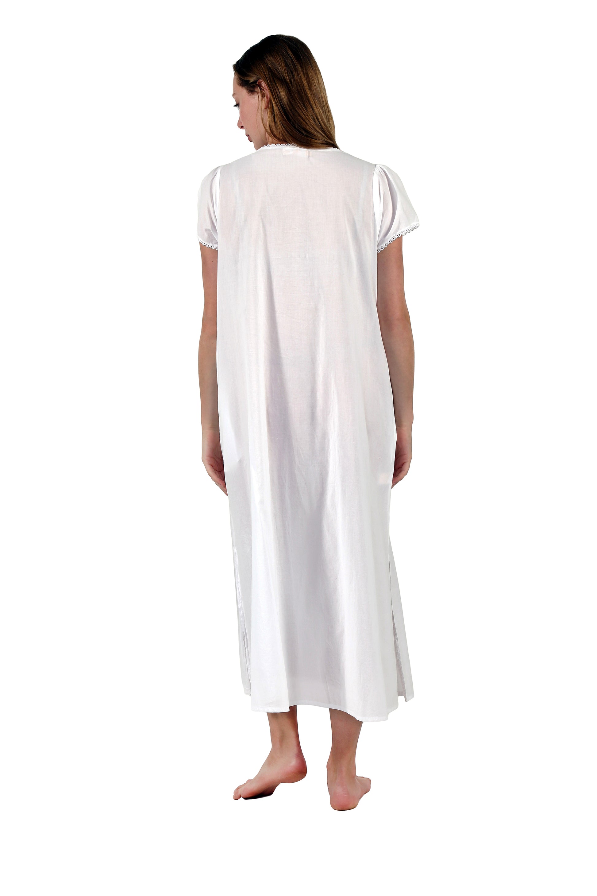 La Cera 100% Cotton Lace Applique Gown - La Cera