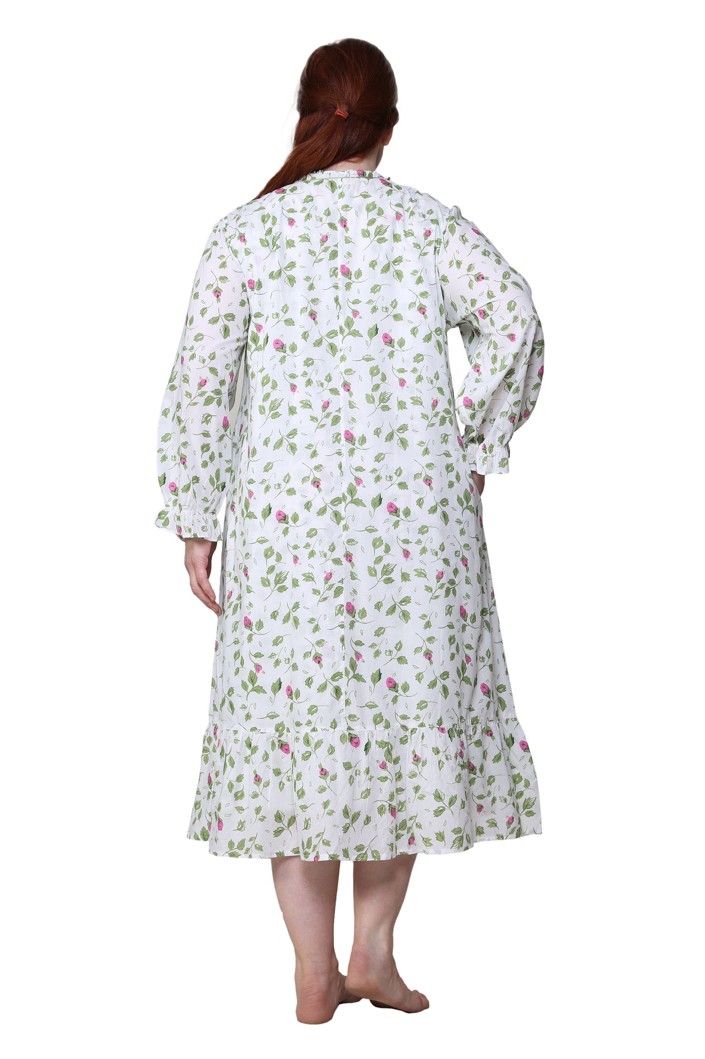 La Cera Rose Vine 100% Cotton Robe - Plus Size - La Cera
