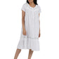 100% Cotton Short Sleeve Embroidered Gown - La Cera